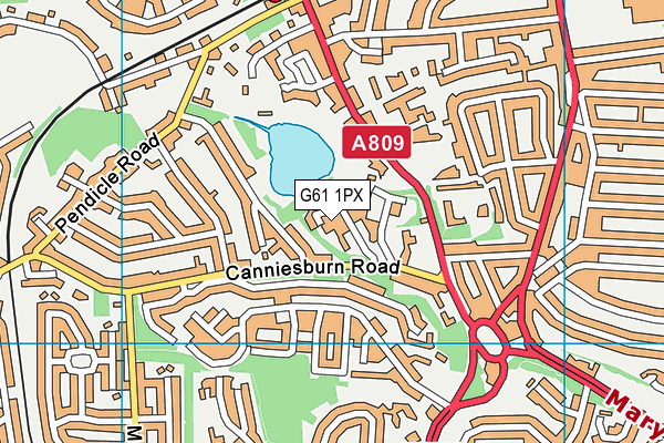 G61 1PX map - OS VectorMap District (Ordnance Survey)