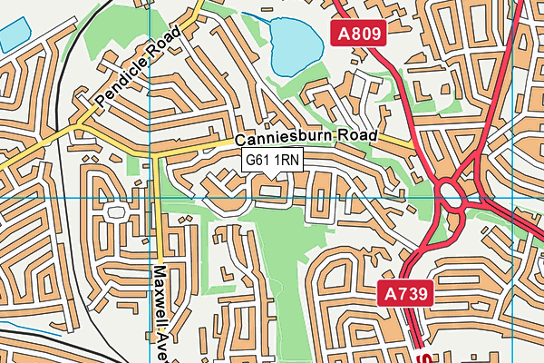 G61 1RN map - OS VectorMap District (Ordnance Survey)