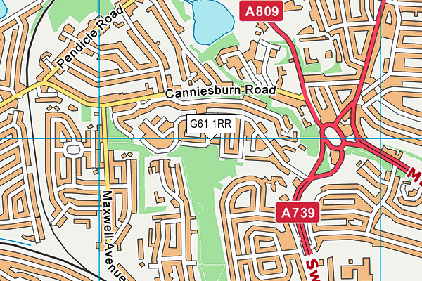 G61 1RR map - OS VectorMap District (Ordnance Survey)