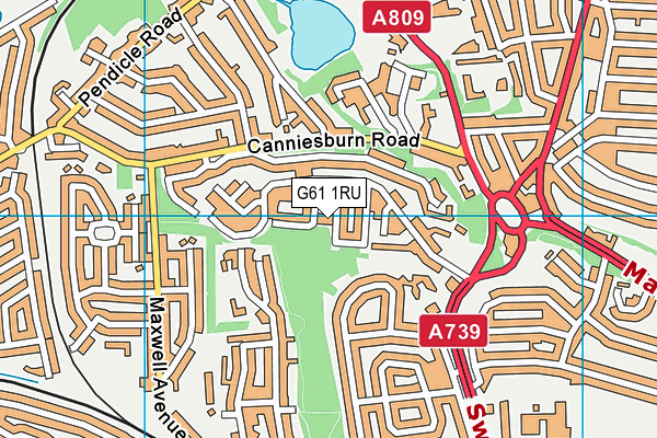 G61 1RU map - OS VectorMap District (Ordnance Survey)