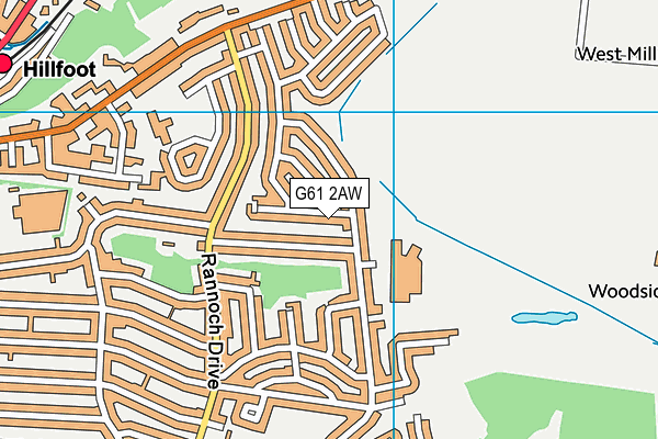 G61 2AW map - OS VectorMap District (Ordnance Survey)