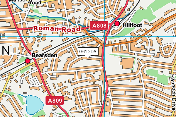 G61 2DA map - OS VectorMap District (Ordnance Survey)