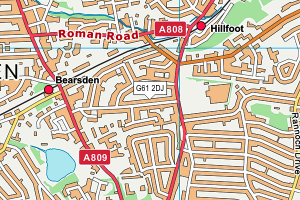 G61 2DJ map - OS VectorMap District (Ordnance Survey)