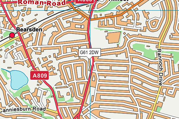 G61 2DW map - OS VectorMap District (Ordnance Survey)