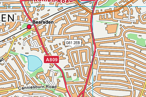 G61 2EB map - OS VectorMap District (Ordnance Survey)