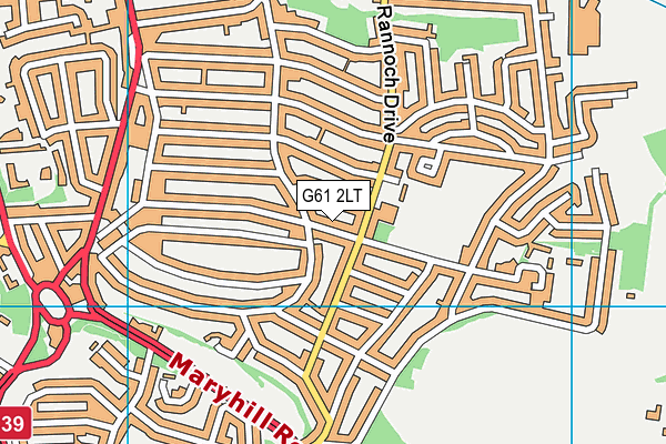 G61 2LT map - OS VectorMap District (Ordnance Survey)