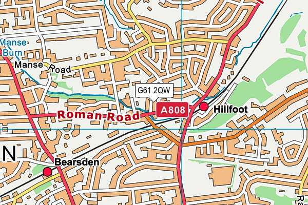 G61 2QW map - OS VectorMap District (Ordnance Survey)