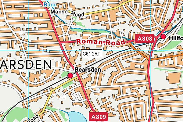 G61 2RT map - OS VectorMap District (Ordnance Survey)