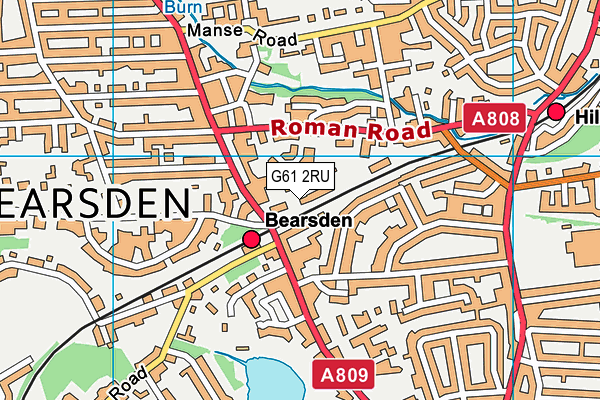 G61 2RU map - OS VectorMap District (Ordnance Survey)