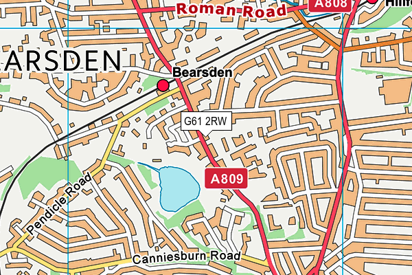 G61 2RW map - OS VectorMap District (Ordnance Survey)