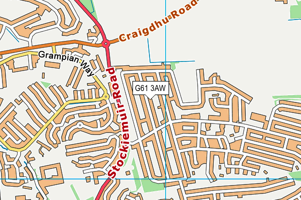 G61 3AW map - OS VectorMap District (Ordnance Survey)