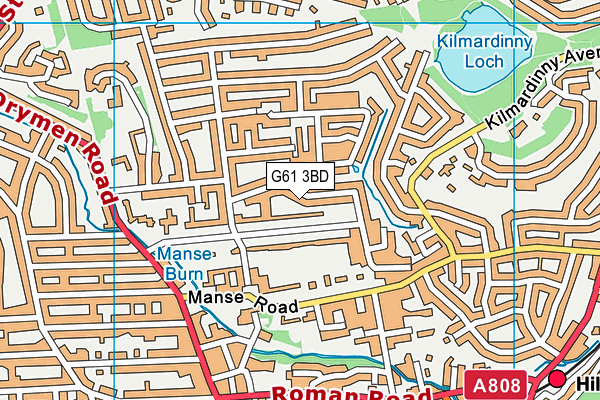 G61 3BD map - OS VectorMap District (Ordnance Survey)