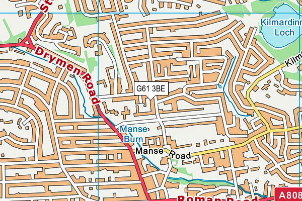 G61 3BE map - OS VectorMap District (Ordnance Survey)