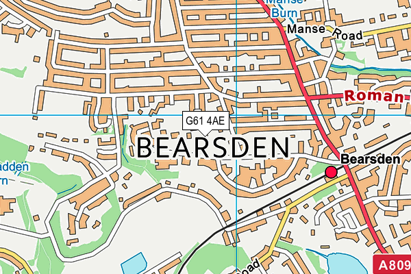 G61 4AE map - OS VectorMap District (Ordnance Survey)