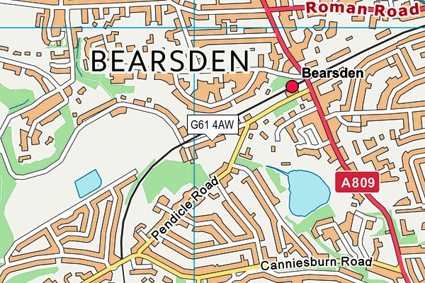 G61 4AW map - OS VectorMap District (Ordnance Survey)