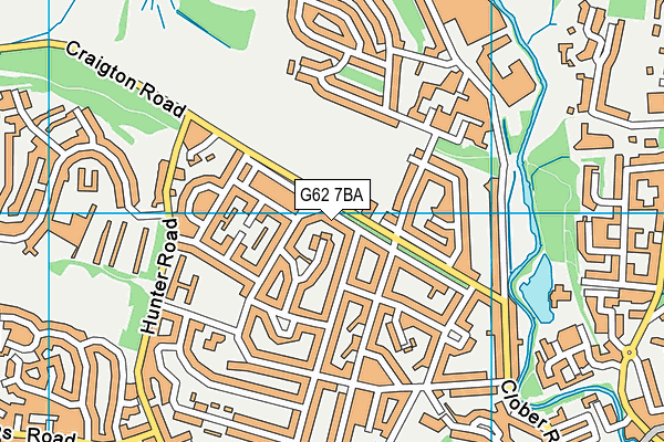 G62 7BA map - OS VectorMap District (Ordnance Survey)