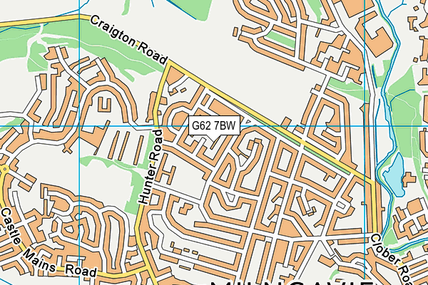 G62 7BW map - OS VectorMap District (Ordnance Survey)