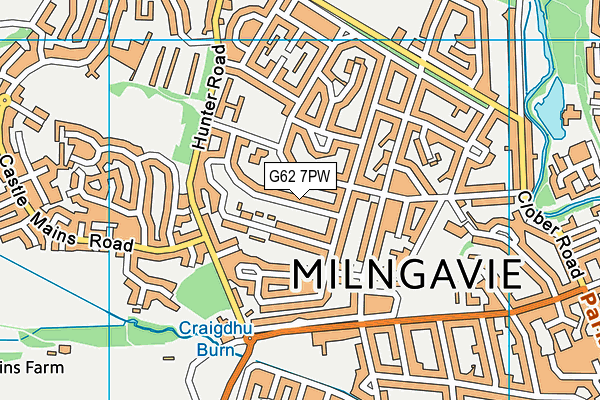 G62 7PW map - OS VectorMap District (Ordnance Survey)