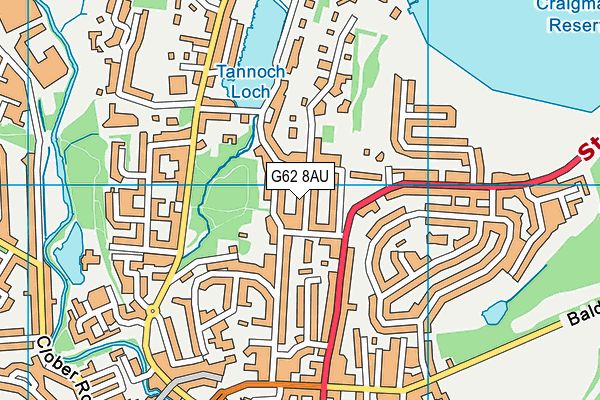 G62 8AU map - OS VectorMap District (Ordnance Survey)