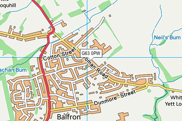 G63 0PW map - OS VectorMap District (Ordnance Survey)