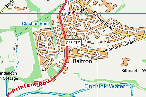 G63 0TZ map - OS VectorMap District (Ordnance Survey)