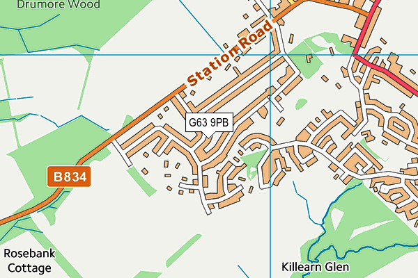 G63 9PB map - OS VectorMap District (Ordnance Survey)