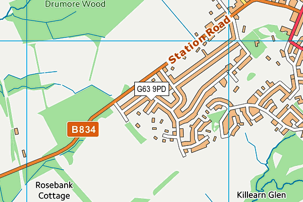 G63 9PD map - OS VectorMap District (Ordnance Survey)