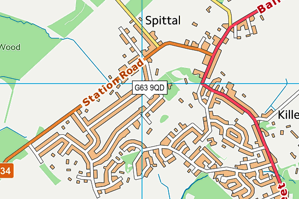 G63 9QD map - OS VectorMap District (Ordnance Survey)