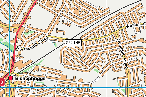 G64 1HE map - OS VectorMap District (Ordnance Survey)