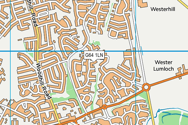 G64 1LN map - OS VectorMap District (Ordnance Survey)