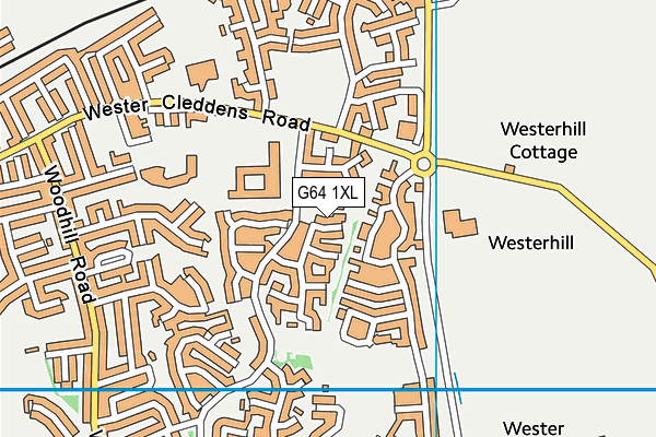 G64 1XL map - OS VectorMap District (Ordnance Survey)