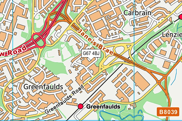 G67 4BJ map - OS VectorMap District (Ordnance Survey)