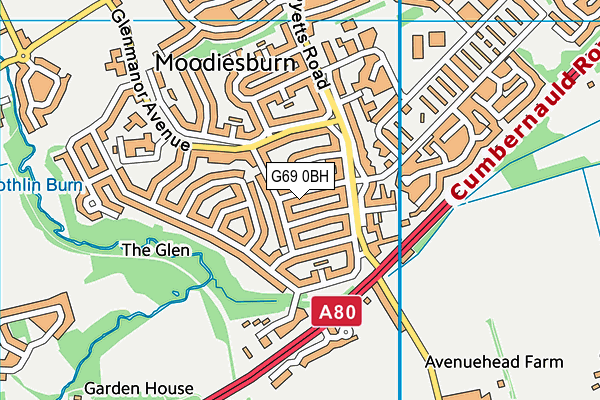 G69 0BH map - OS VectorMap District (Ordnance Survey)