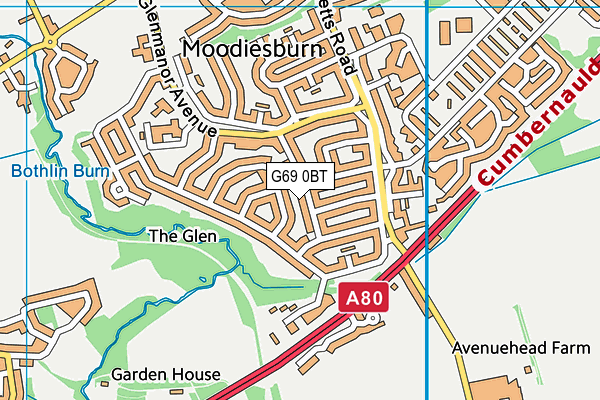 G69 0BT map - OS VectorMap District (Ordnance Survey)