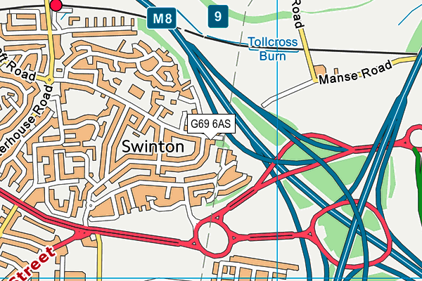 G69 6AS map - OS VectorMap District (Ordnance Survey)