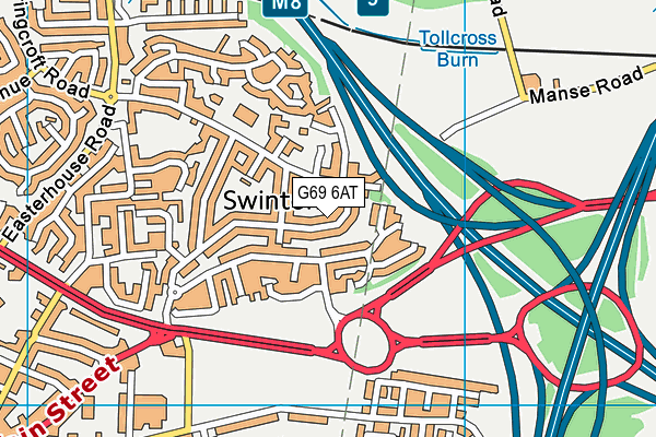 G69 6AT map - OS VectorMap District (Ordnance Survey)