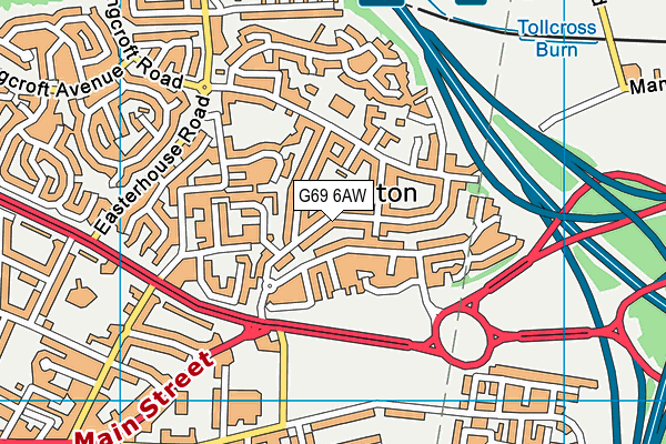 G69 6AW map - OS VectorMap District (Ordnance Survey)