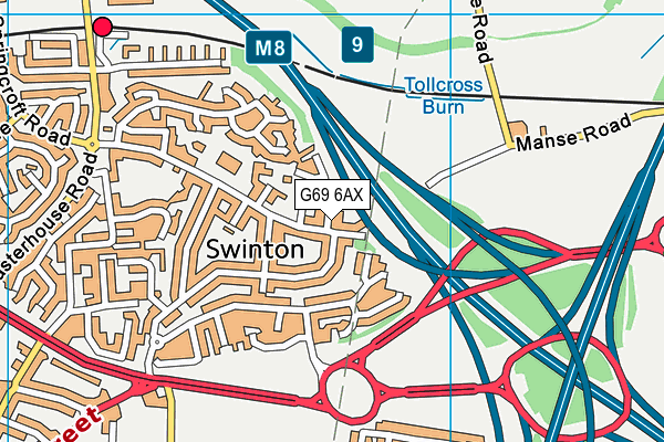 G69 6AX map - OS VectorMap District (Ordnance Survey)