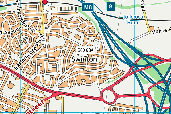 G69 6BA map - OS VectorMap District (Ordnance Survey)