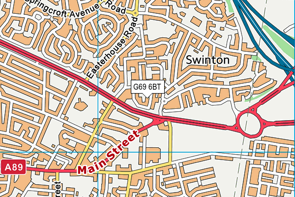 G69 6BT map - OS VectorMap District (Ordnance Survey)