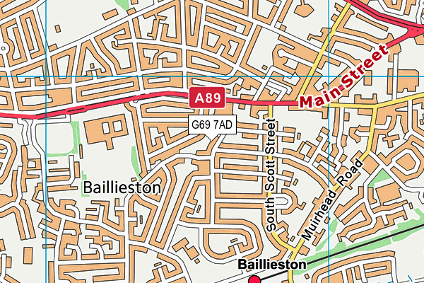 G69 7AD map - OS VectorMap District (Ordnance Survey)