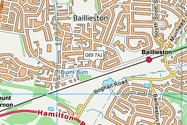 G69 7AJ map - OS VectorMap District (Ordnance Survey)