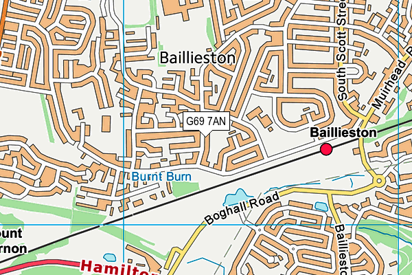 G69 7AN map - OS VectorMap District (Ordnance Survey)