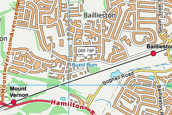 G69 7AP map - OS VectorMap District (Ordnance Survey)