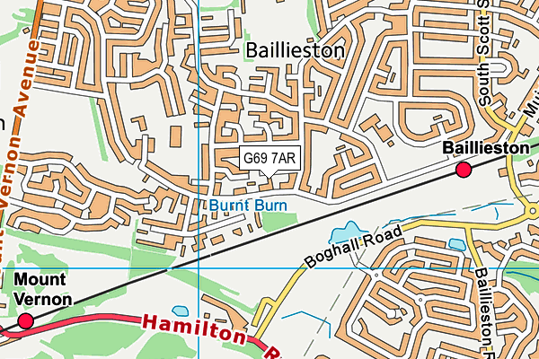 G69 7AR map - OS VectorMap District (Ordnance Survey)