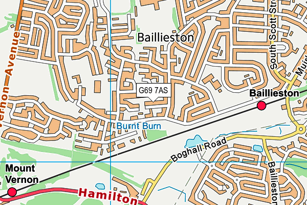 G69 7AS map - OS VectorMap District (Ordnance Survey)