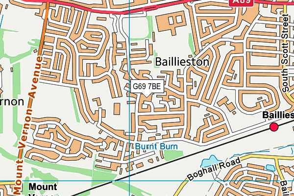 G69 7BE map - OS VectorMap District (Ordnance Survey)