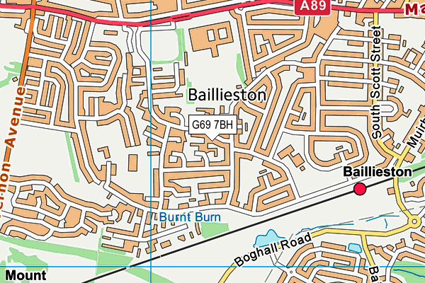 G69 7BH map - OS VectorMap District (Ordnance Survey)