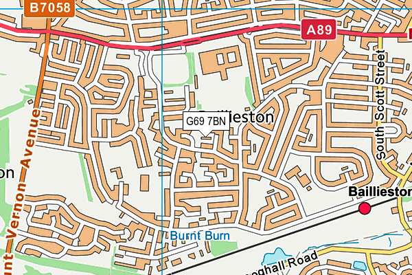 G69 7BN map - OS VectorMap District (Ordnance Survey)