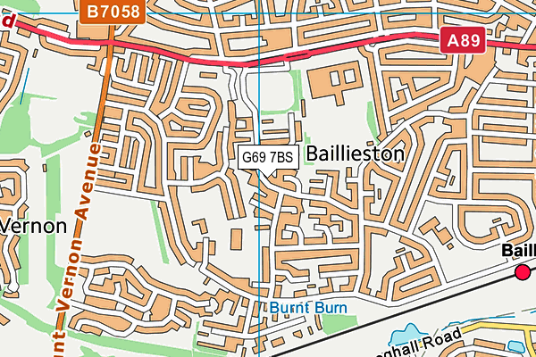 G69 7BS map - OS VectorMap District (Ordnance Survey)